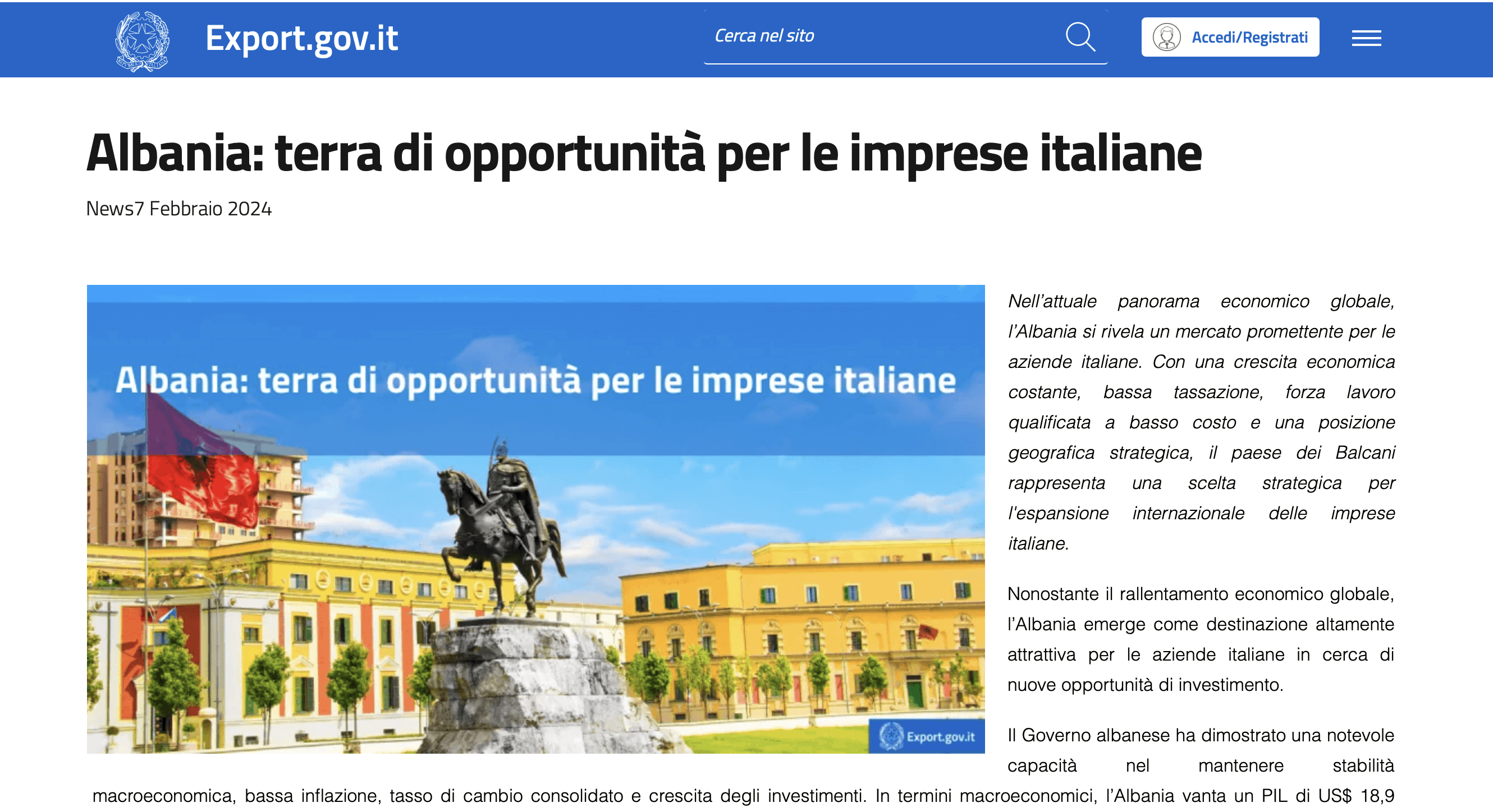 Albania: il nuovo orizzonte per le imprese italiane